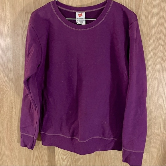 Hanes Plum Basic Crew Pullover Sweatshirt - Picture 1 of 3